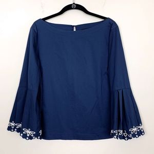 Laundry by Shelli Segal Navy Bell Sleeve Top
